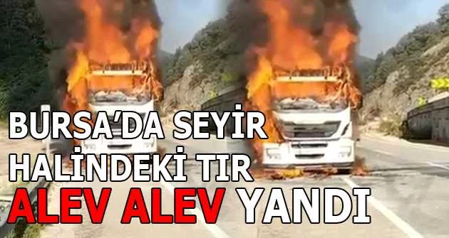 Bursa’da seyir halindeki tır alev alev yandı