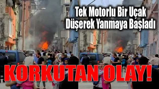 Bursa'da Yunuseli Havalimanı yakınlarında tek motorlu bir uçak düşerek yanmaya başladı
