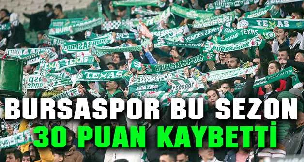Bursaspor bu sezon 30 puan kaybetti