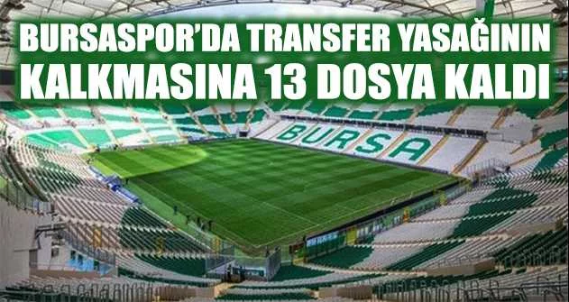 Bursaspor’da transfer yasağının kalkmasına 13 dosya kaldı