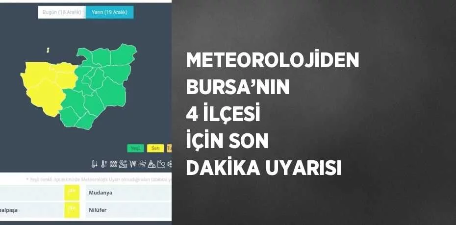 Meteorolojiden Bursa'nın 4 ilçesi için son dakika uyarısı
