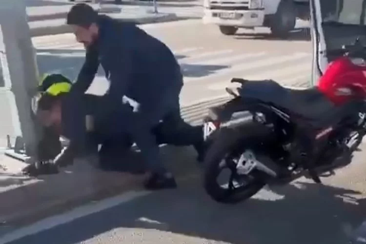 Motosiklet sürücüsünü darp eden şahsa tutuklama